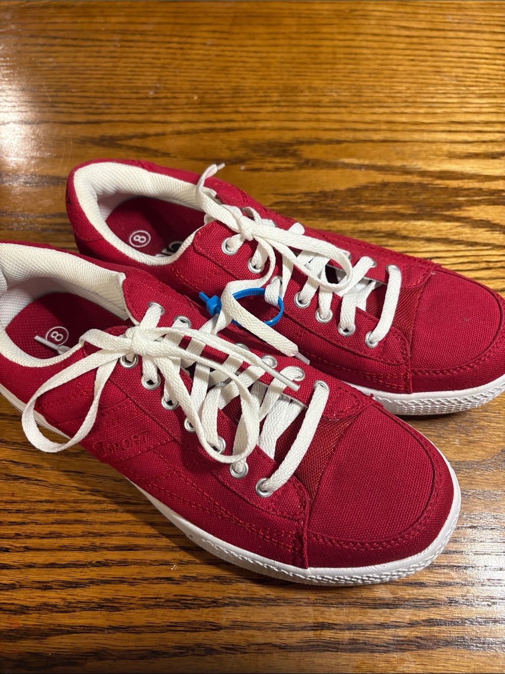 Men's Red Canvas Athletic Sneakers with White Laces
